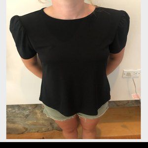 NEVER WORN Express Black Puff Shoulder Blouse
